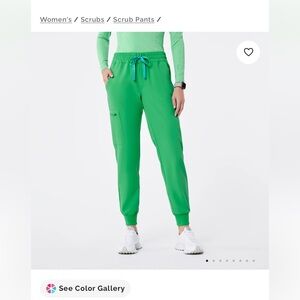 Figs Uman pant in emerald/kelly green